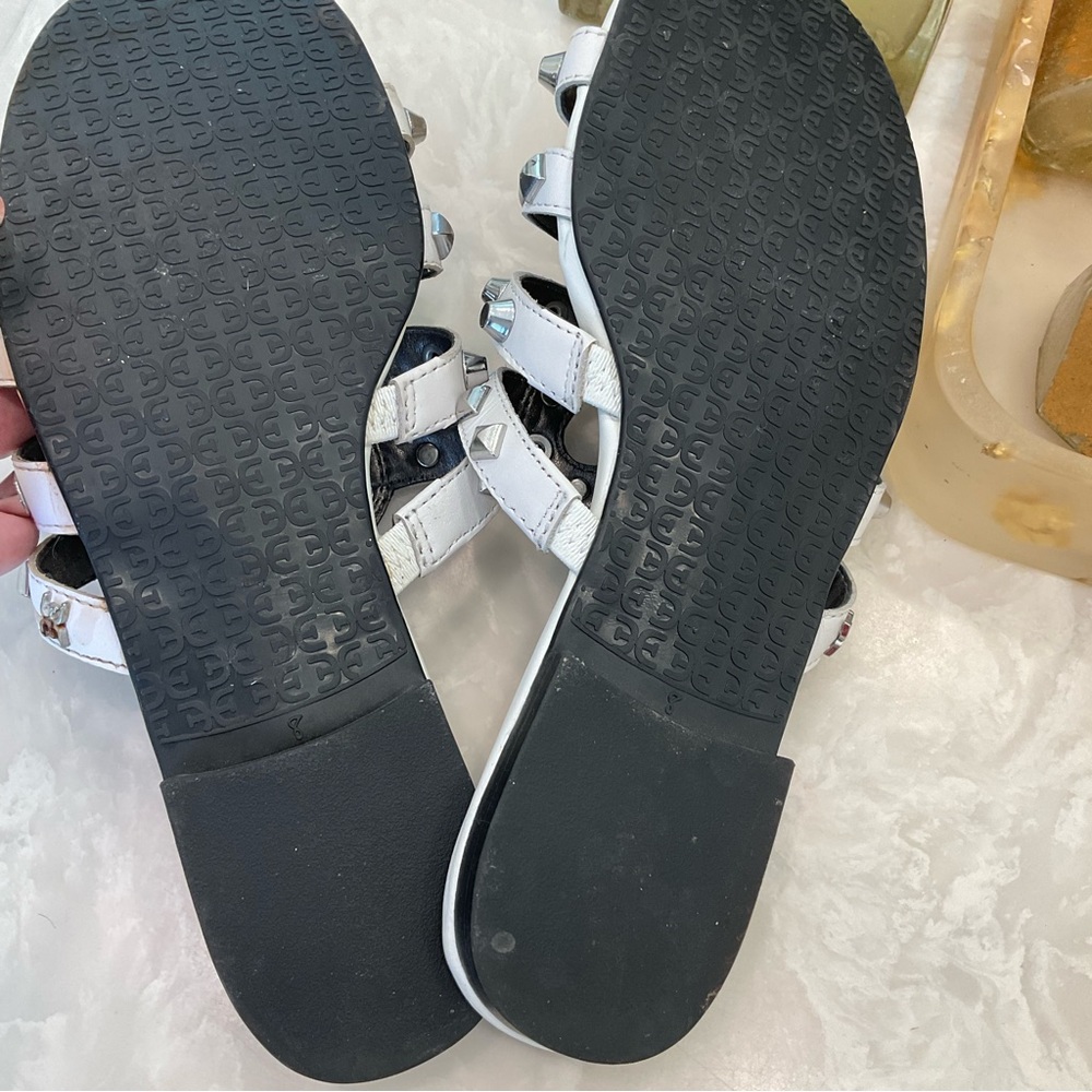 Sam Edelman Beatris studded slide sandals, size 8, white leather, silver studs - Picture 12 of 12